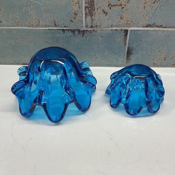 Cobalt Murano Style Finger Splash Nesting Art Glass Nesting Bowls - Picture 6 of 12
